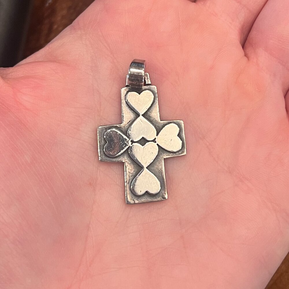 James Avery Retired Cross Pendant with Hearts